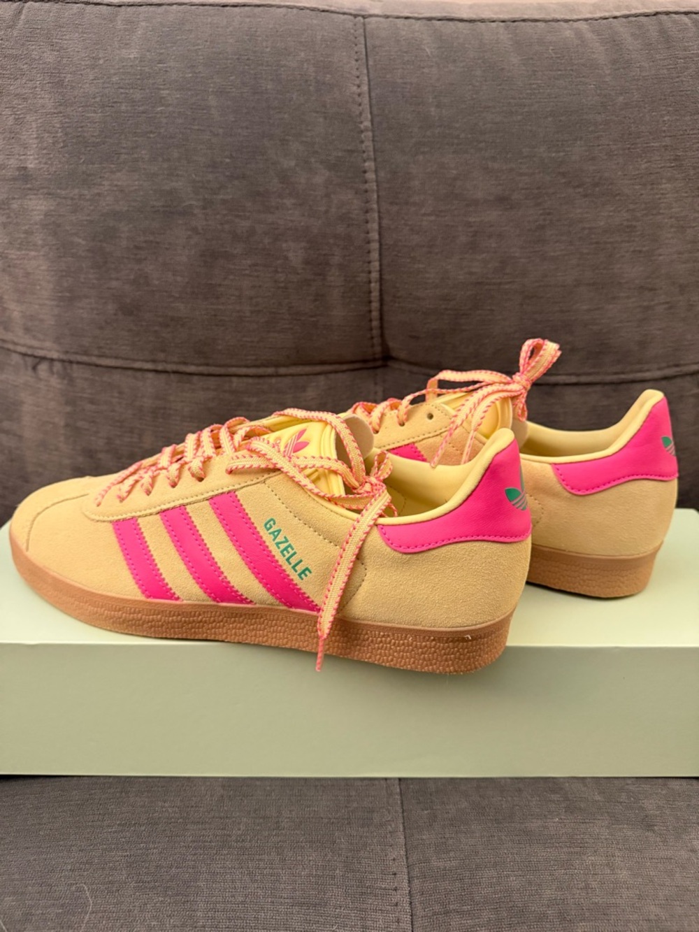 adidas Gazelle Yellow & Hot Pink Suede Sneakers